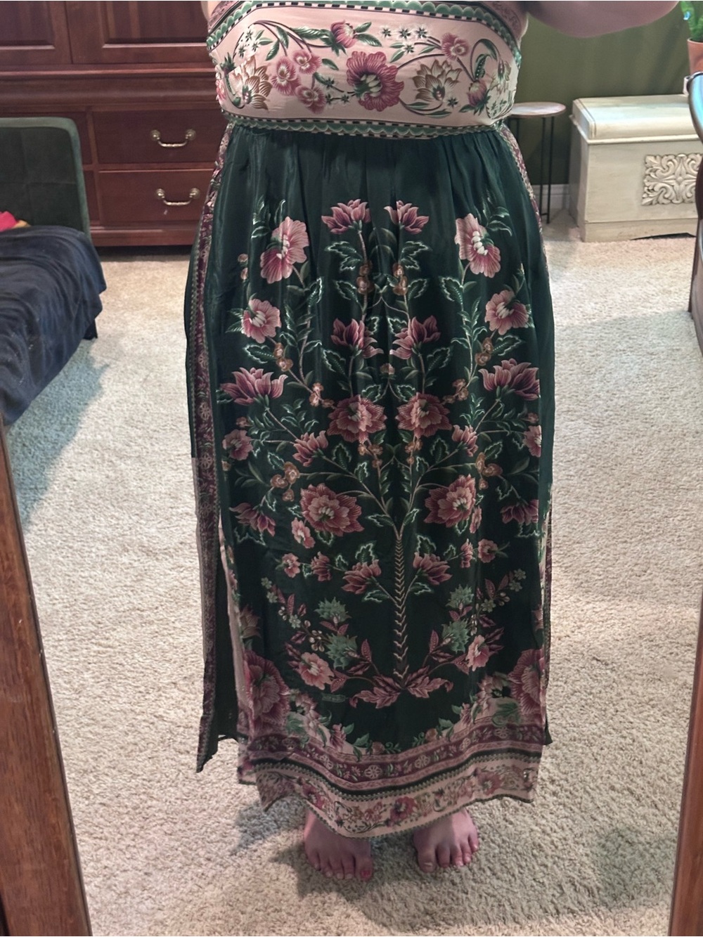 Floral Green Maxi Dress - Women